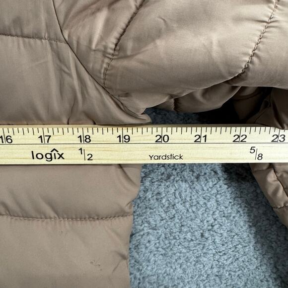 Hollister Puffer Jacket Women's Small Tan Sherpa-Lined Hooded - Picture 10 of 11